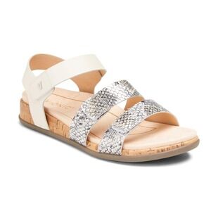 Vionic Colleen Sandals Cream Boa Snakeskin 6.5 Orthotic Comfort Adjustable Strap